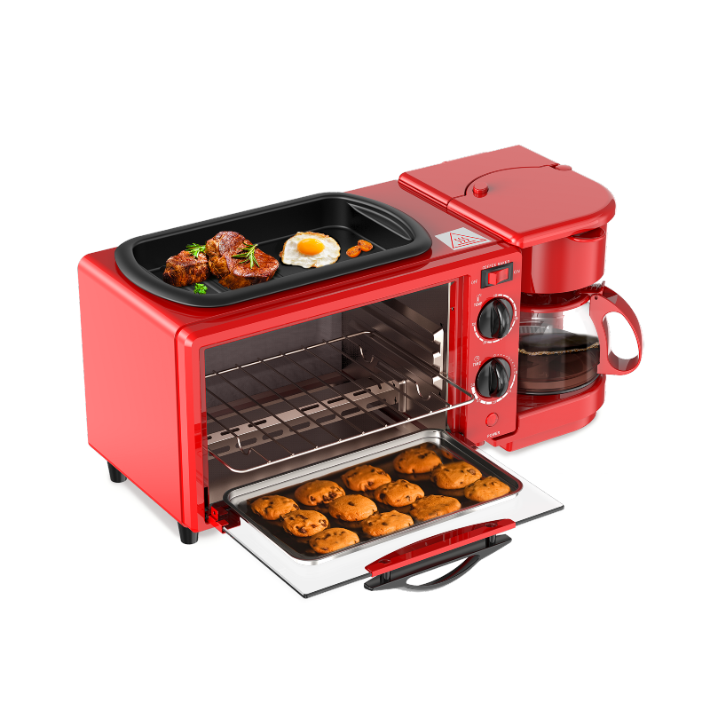 Decakila Breakfast Maker 1050W 3 in 1 Multi Function 9L Oven Coffee Maker & Fryer Including Accessories Coffee Pot Frying Pan Bake Rack Bake Tray KEEV003R