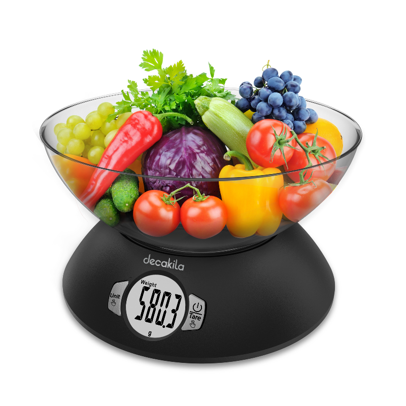 Decakila Kitchen Scale Bowl 2-5000G Digital Multifunction Food Scale, Touch Button, Ultra Slim with Large LCD Display KMTT012B