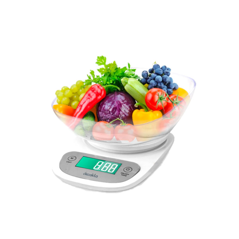 Decakila Kitchen Scale Bowl 2-5000G Digital Multifunction Food Scale, Touch Button, Ultra Slim with Large LCD Display KMTT092W