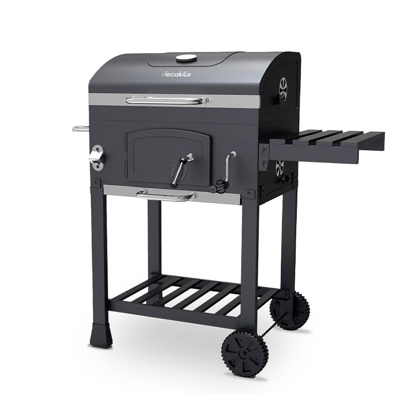 Decakila Barbeque Gas Grill 24" With Thermostat Cooking Area 52x48 CM Chorme Wire Warming Rack Black w/ Stand KMCC008B