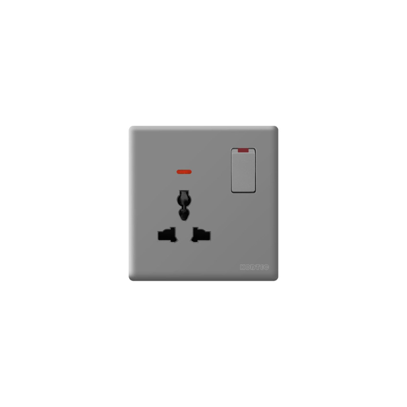 Kodtec Socket Single 3 Pin Mult Gray KT-93MT-SO