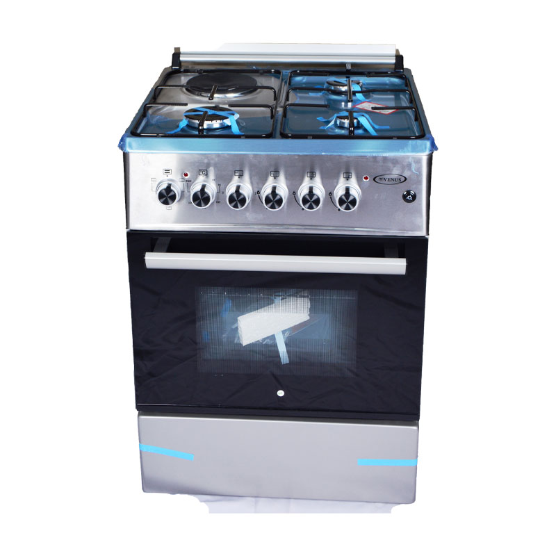 Venus Cooker 60 x 60cm 3 Gas Burners, 1 Electric Hot Plate with Electric Oven & Grill Stainless Steel VC6631ESD