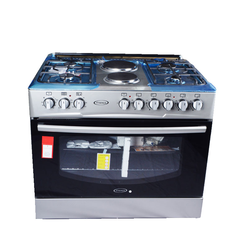 Venus Cooker 90 x 60cm 4 Gas Burners, 2 Electric Hot Plate with Electric Oven & Grill Stainless Steel VC9642ESD