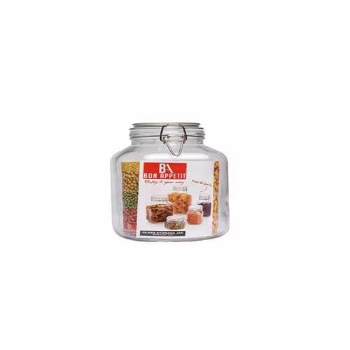 Bon Appetit Glass Jar with Clip 0.75L Square HM-BA23