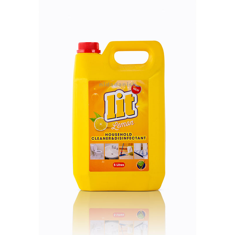 LIT Household Cleaner & Disinfectant for Tiles, Showers, Sinks & Kitchen Worktops Lemon 5L