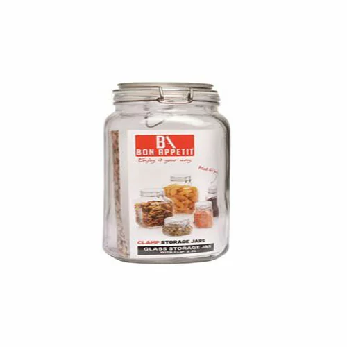 Bon Appetit Glass Jar with Clip 1.5L Square HM-BA25