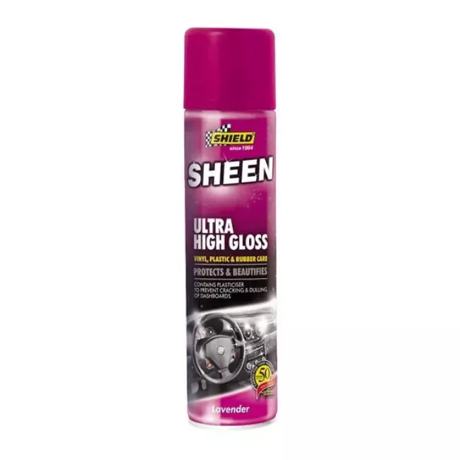 Shield-Auto Sheen Ultra High Gloss, Vinyl Plastic and Rubber Care, UV Protectors, Prevent Discoloration & Cracking , Lavender 400ml SH918