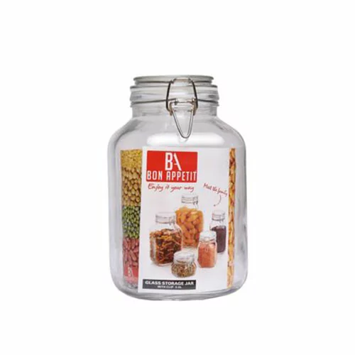 Bon Appetit Glass Jar with Clip 2L Square HM-BA26