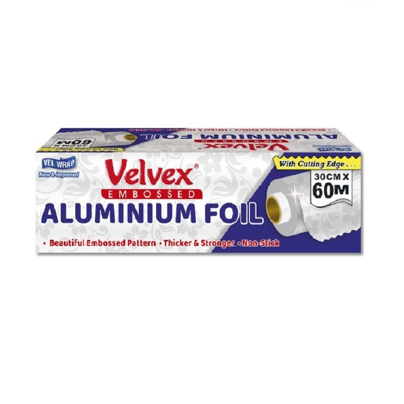 Velvex Aluminium Catering Foil Embossed 30cm x 60m Single Roll