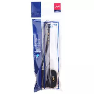 Deli Pen with Stand Spring Bullet Black E6797