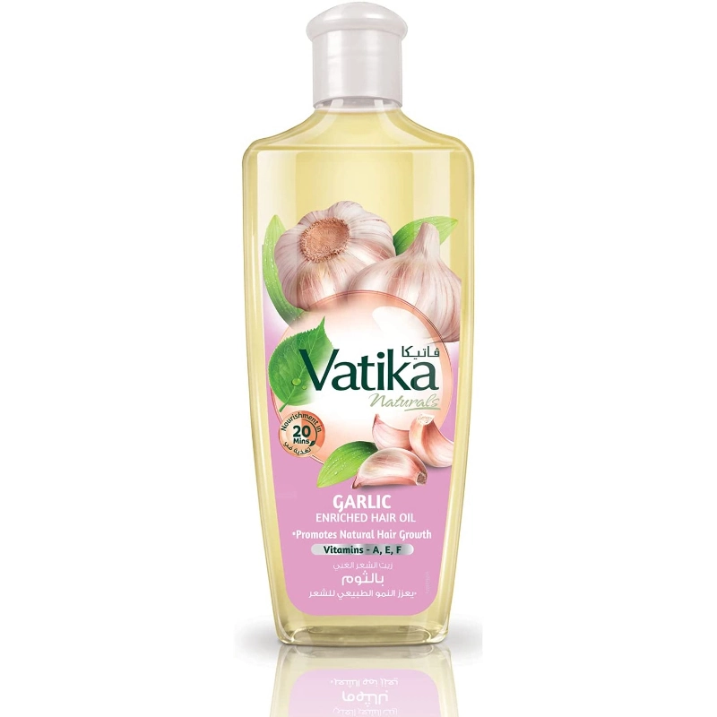 Dabur Vatika Naturals Enriched Hair Oil, Natural Moisturizing, Strengthening & Hair Oil Serum for Healthy Scalp, Nourishing Hair Oil for Soft, Manageable, Smooth & Silky Hair From Root to Tip (Garlic) 200ml (Pack of 6)