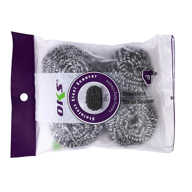 Oks Steel Scourer 20g Steel Wire 4pcs Set Kitchen Cleaning Wire, Non-Scratch Double-Sided Scrubber OKS-4204