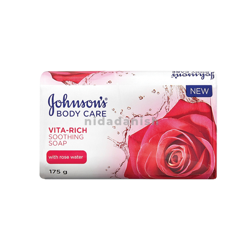 Johnsons Body Bar Soap - Vita-Rich, 24Hr Comfort, Intense Hydration, Soothing Rose Water 175gm 20772