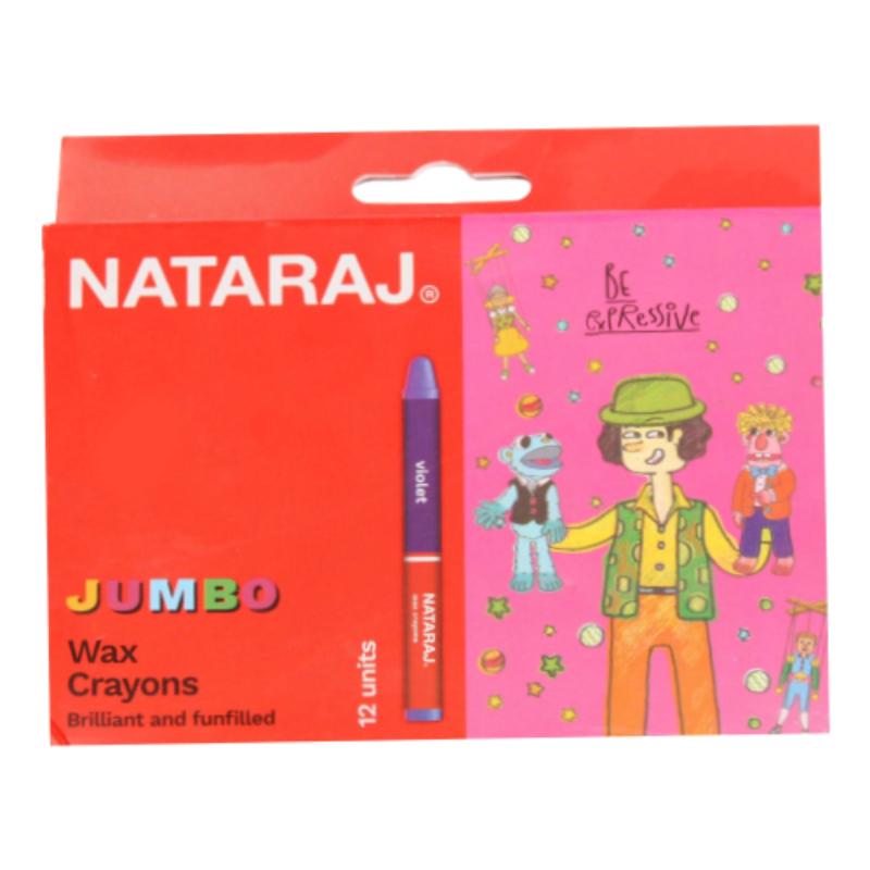 Nataraj Wax Crayons Round Jumbo 90mm 12 Colours P06789