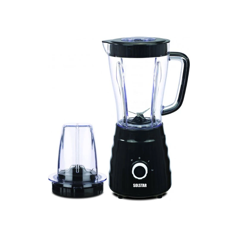 Solstar Blender 2 Speed 1.5L 500W with Pulse, Plastic Jar, Stainless Steel Blade Black BL 6002A-BKB SS