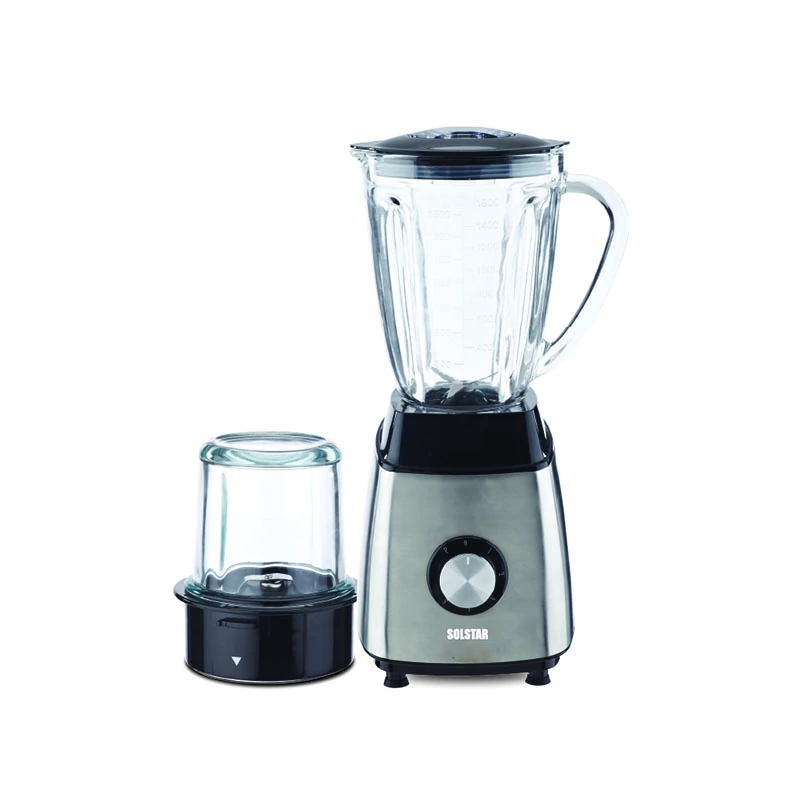 Solstar Blender 5 Speed 1.6L 600W Steel with Pulse, Glass Jar, Stainless Steel Blade, Ice Crush, Juice Blending BL 6105A-INB SS