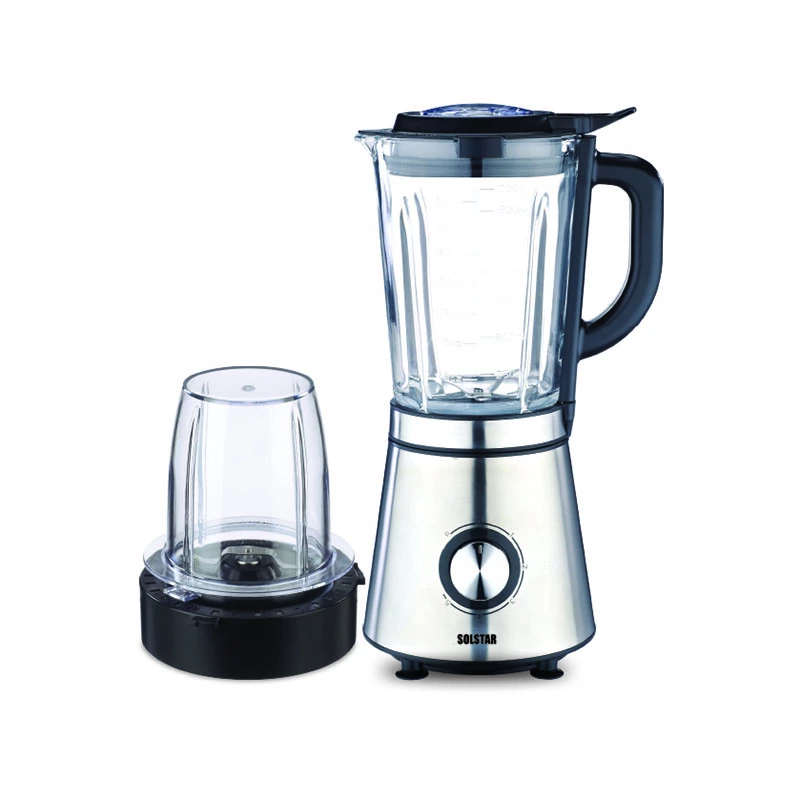 Solstar Blender 5 Speed 1.5L 600W Steel with Pulse, Glass Jar, Stainless Steel Blade, Ice Crush, Juice Blending BL 6107A-INB SS