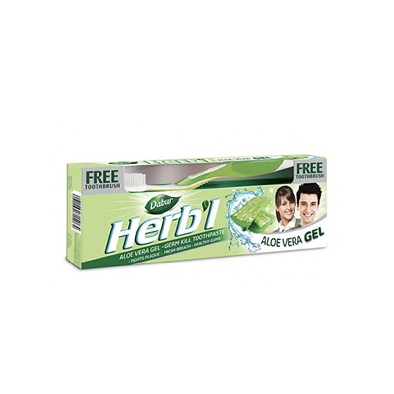 Dabur Herbal Germ Kill Toothpaste Aloe Vera 150g with Brush (Pack of 6)