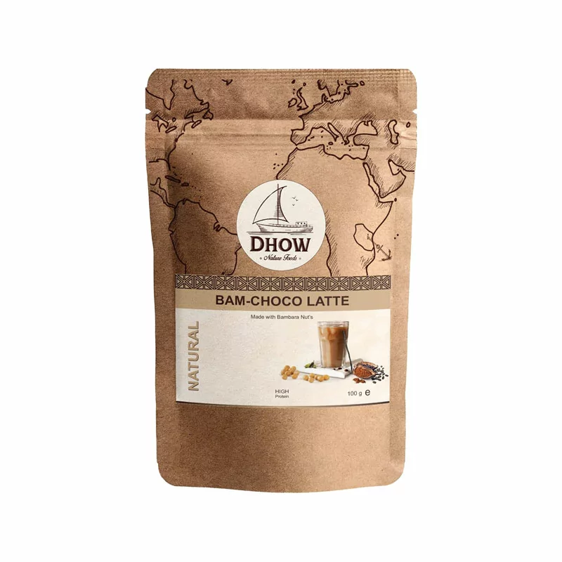 Dhow Organic BAM-Choco Latte Powder (Bambar Groudnut, Cocoa, Cardamom) 100g