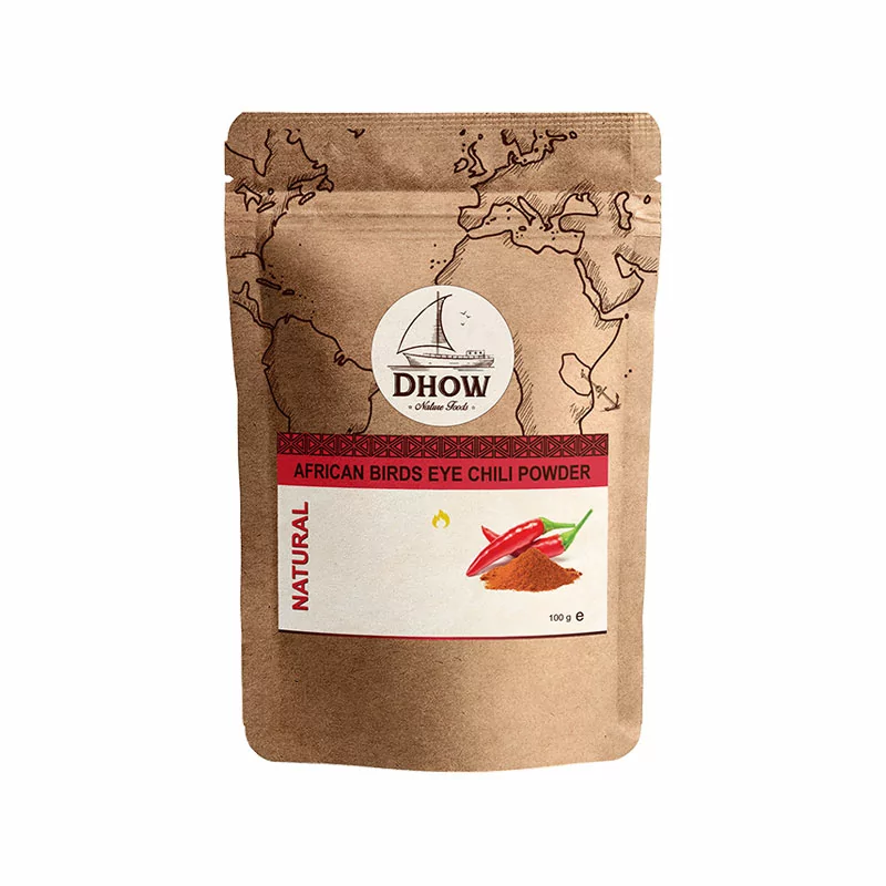 Dhow Organic Natural Birdseye Chili 100g Powder, No Sulphates, Great Addition to BBQ Marinades, Curries and Hot Sauces