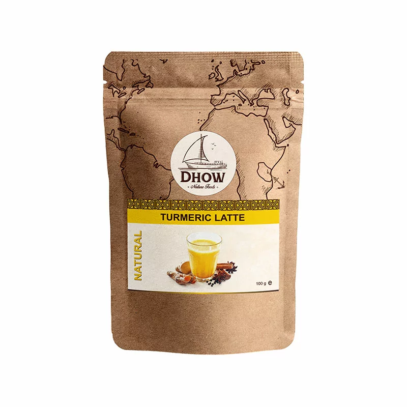 ​Dhow Organic Turmeric Latte Powder (Turmeric, Cardamom, Ginger, Chili Powder) 100g, Rich in Anti-Oxidants, 100% Gluten & Dairy Free, Natural Vegan Friendly