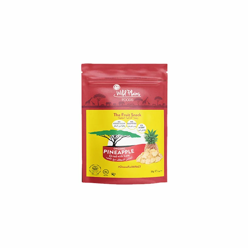 Wild Plains Dried Foods Organic Pineapple 35g Chunks, No Added Sugar, No Sulphates