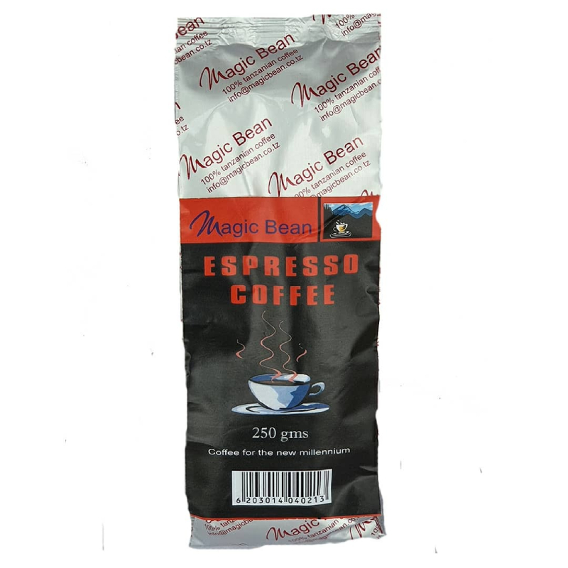 Magic Bean Espresso Ground Coffee 250gms Fresh Dark Roasted from Mt. Kilimanjaro Tanzania