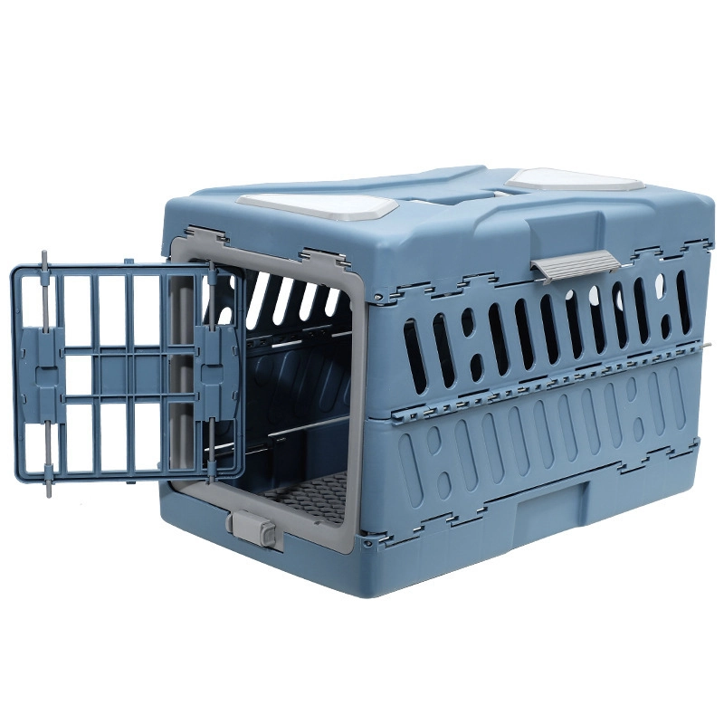 PV Portable Foldable Pet Carrier Plastic, Airline Approved, Ventilated Collapsible Travel Cage for Pets Large