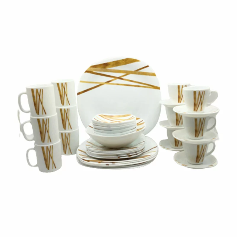 La Opala Dinner Set Quadra Golden Shades 38 Pieces LG038