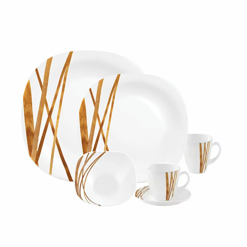 La Opala Dinner Set Quadra Golden Shades 38 Pieces LG038