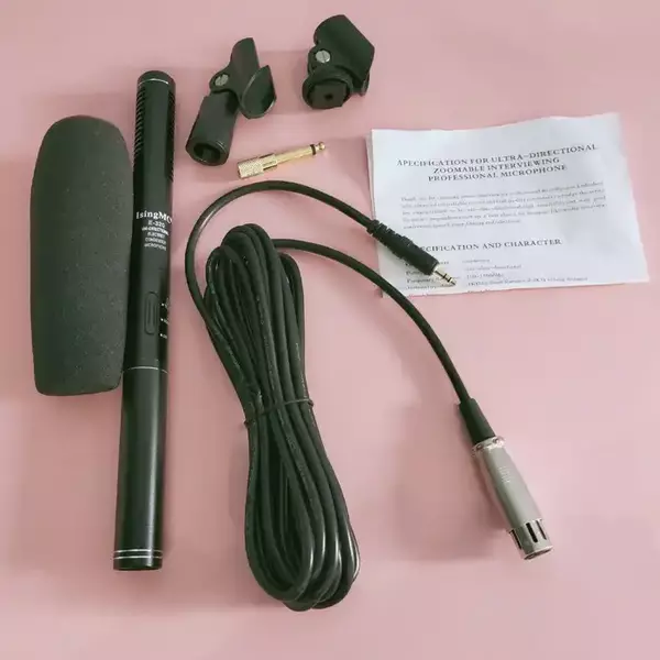 Boom Condenser Microphone Kit for Video Camcorders and Canon/Nikon DSLRs, 10.47-Inch Microphone with Metal Holder, Anti-Wind Foam Cap, XLR Cable, and 3.5mm I...