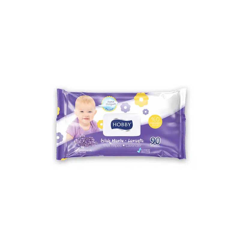 Hobby Wet Wipes With Cap Lavender 90pcs (Pack of 3)