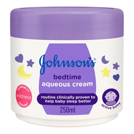 Johnsons Baby Aqueous Cream, Bedtime Cream, 24hour Moisture Care, Lavender 250ml 4458