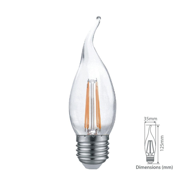 Tronic 4 Watts Filament Candle Tail LED E27 (Screw) Bulb