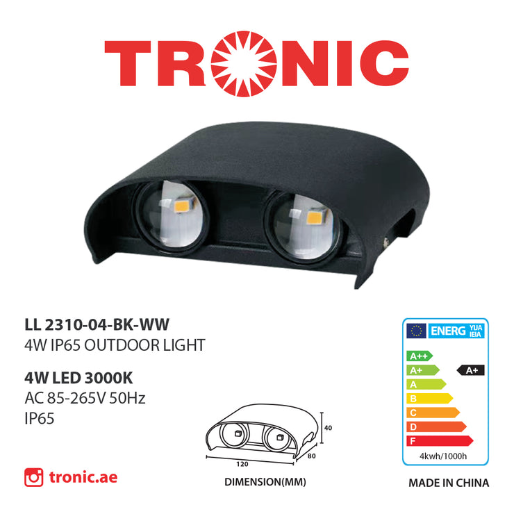 Tronic Rectangular-Shaped Curved Up & Down COB 4 Way Light