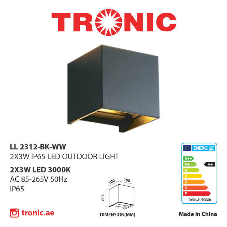 Tronic Black Square 6 Watts Wall Light