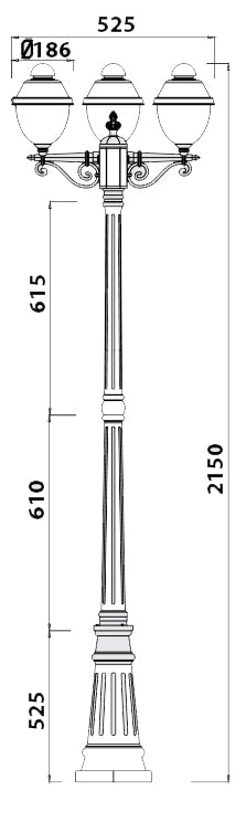 Tronic Ornamental 2 Headed Bollard Light