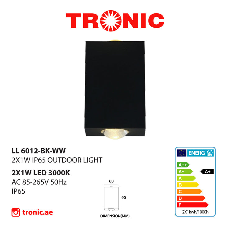 Tronic Black Rectangular Wall Light