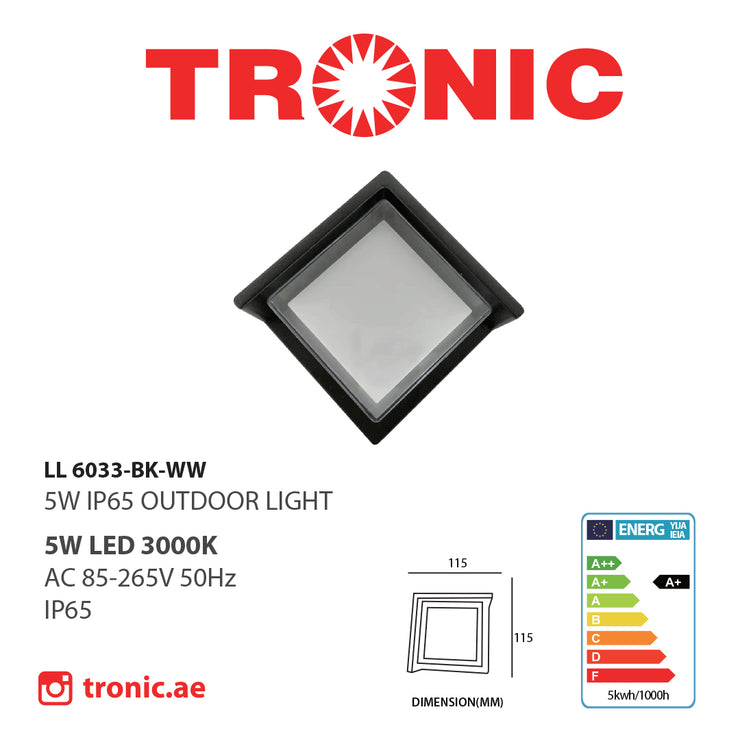 Tronic Black LED Wall Light Square