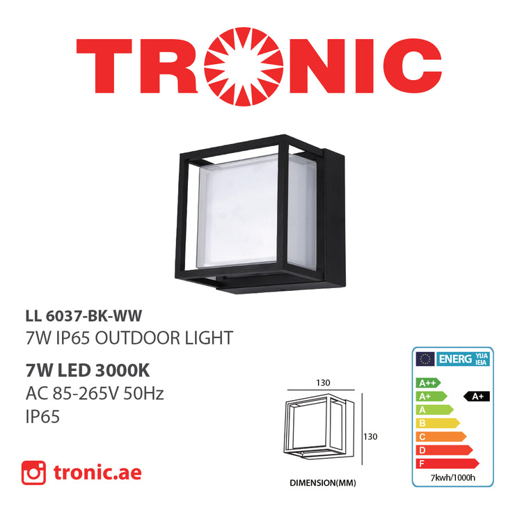 Tronic Black LED Wall Light Square