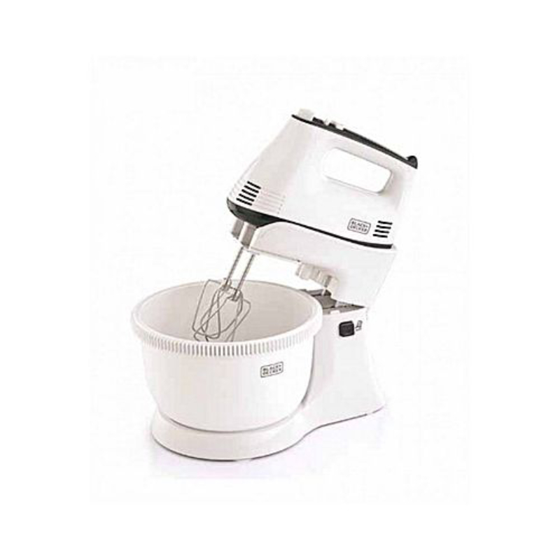 Black & Decker Hand Mixer with Bowl 300W 3.5L 5 Speeds + Turbo 2 Attachments Multifunction White M700-B5