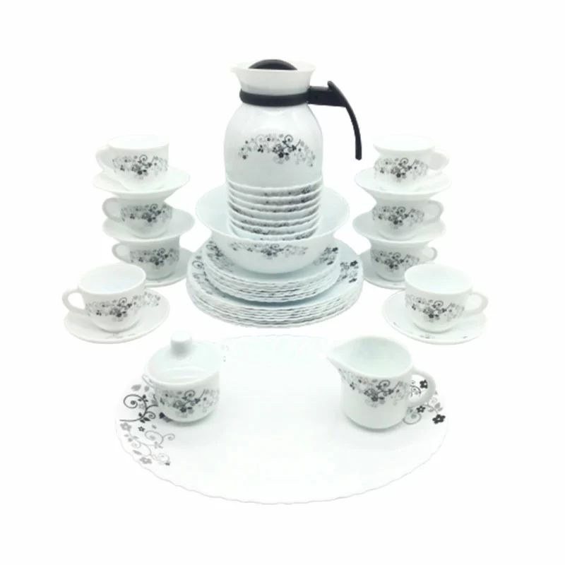 La Opala Dinner Set Mystrio Black Classique 47 Pieces LM047