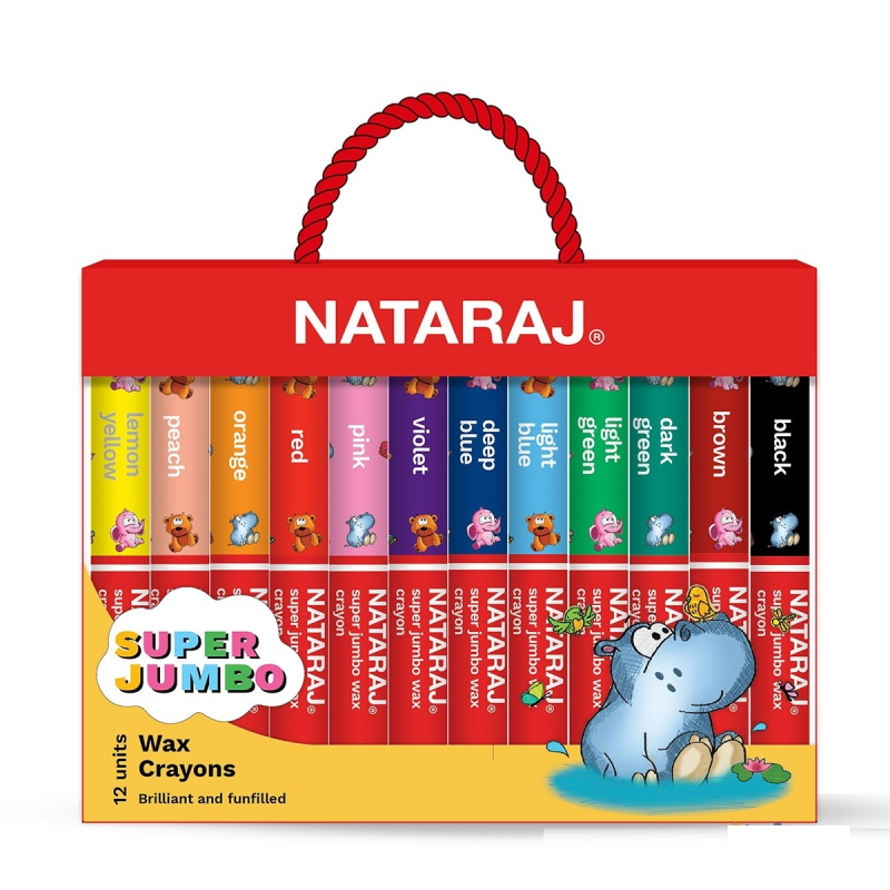 Nataraj Wax Crayons Round Super Jumbo 125mm 12 Colours P06786