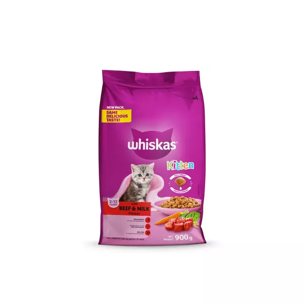 Whiskas Dry Kitten Food Beef 900g (Pack of 10)