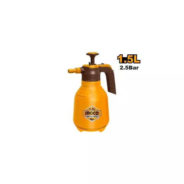 Ingco Hand Pressure Sprayer 1.5L with Adjustable Nozzle, Straight Jet & Mist Spray HSPP201502