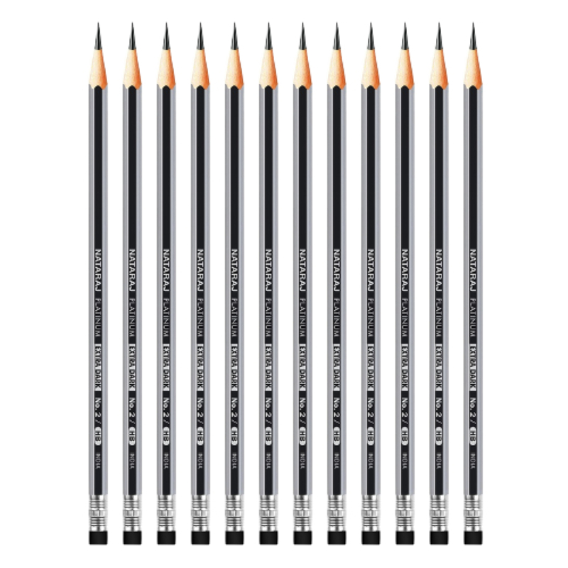 Nataraj Pencil 2B Platinum Extra Dark With Eraser 12pcs P01584