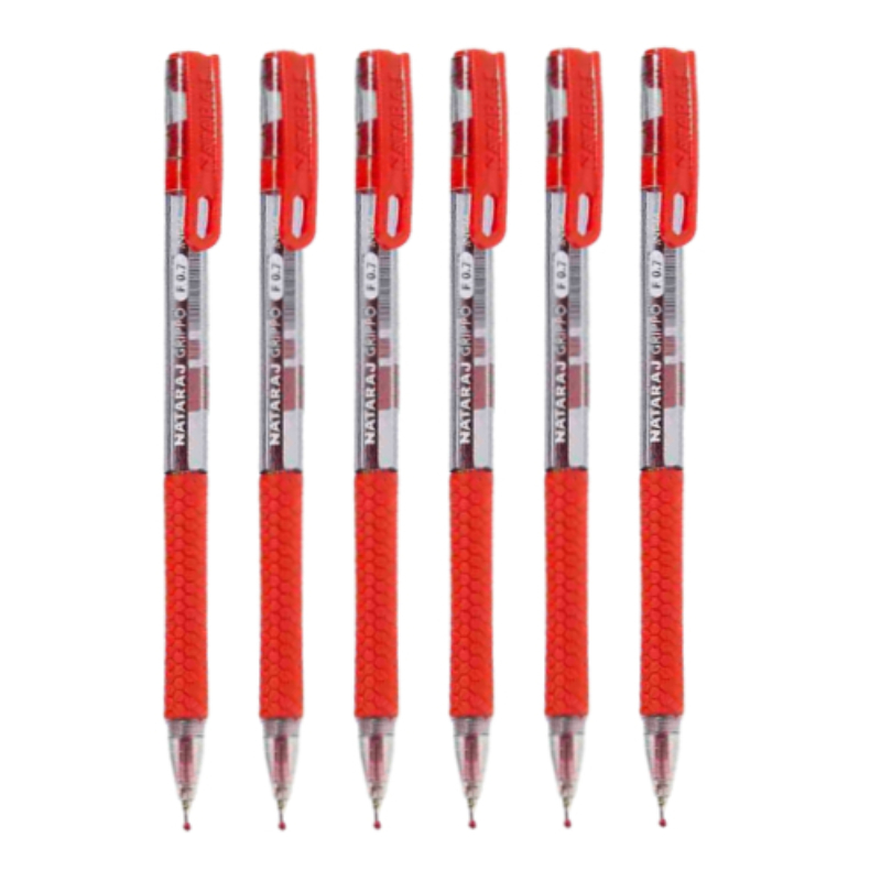 Nataraj Grippo Fine Pen 0.7mm 6pcs Red P02340