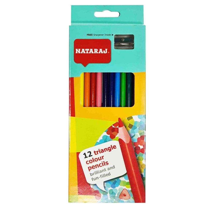 Nataraj Colour Pencil with Sharpener Triangular Full Size 12 Colours P05409