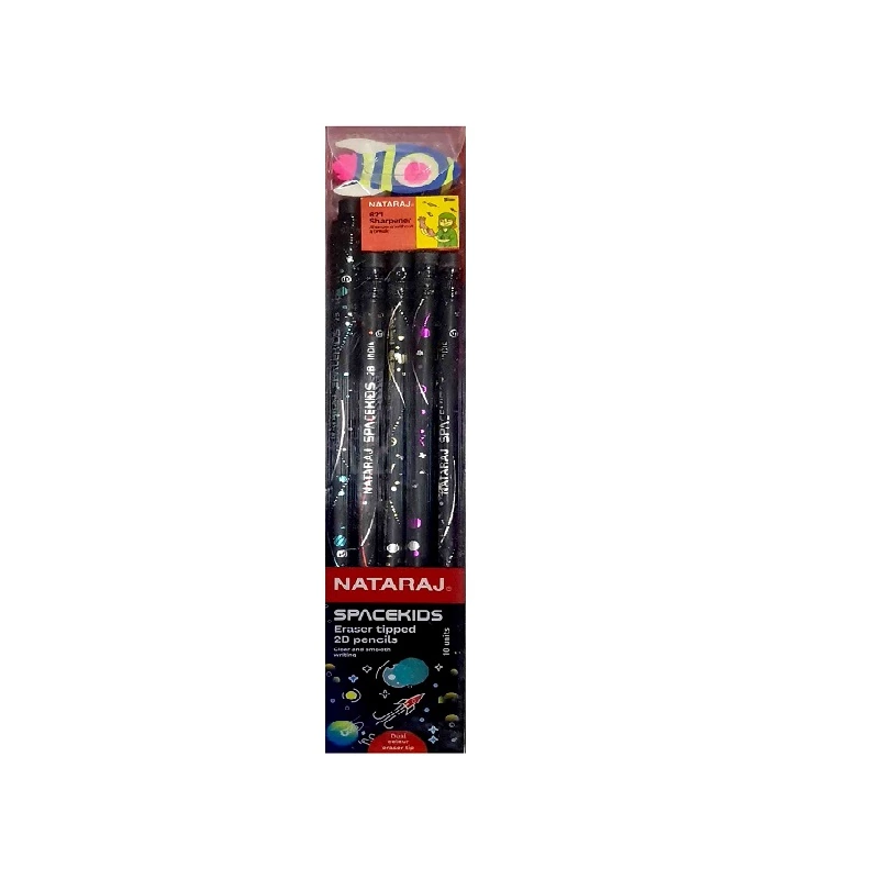 Nataraj Pencil With Eraser & Sharpener Space Kids 2B 10pcs P06969