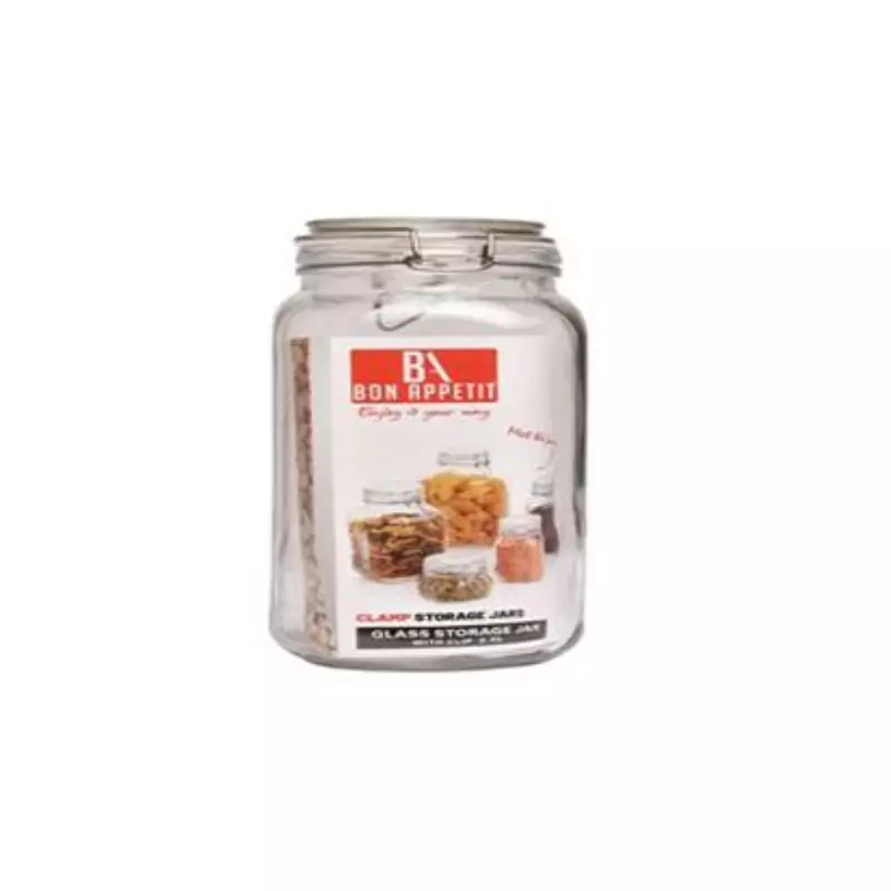 Bon Appetit Glass Jar with Clip 1L Square HM-BA24